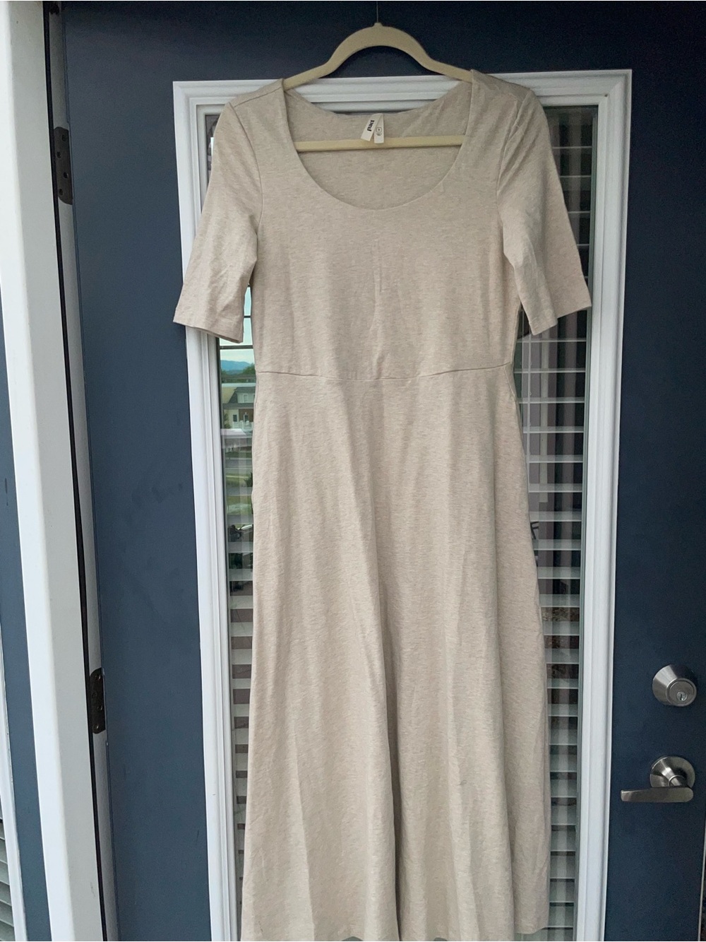 Pact Cream Cotton Fit and Flare Maxi Scoop Neck Dress.  Brand New. Size Medium